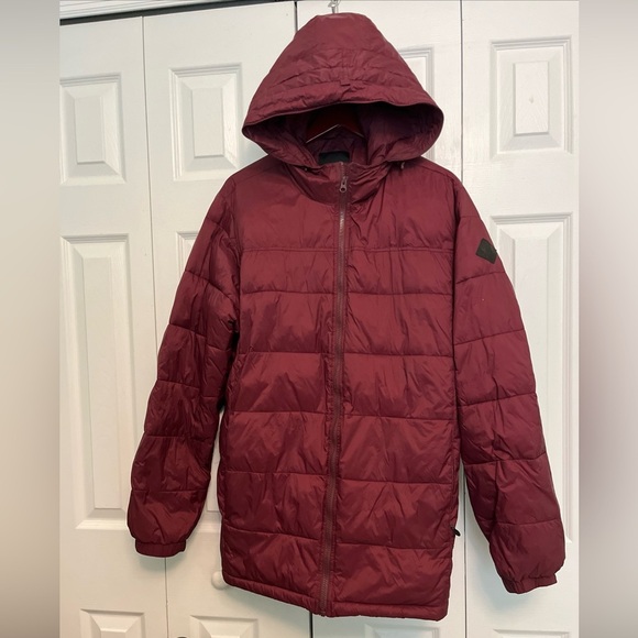 Vans Burgundy Hooded Puffer Jacket - Picture 1 of 9